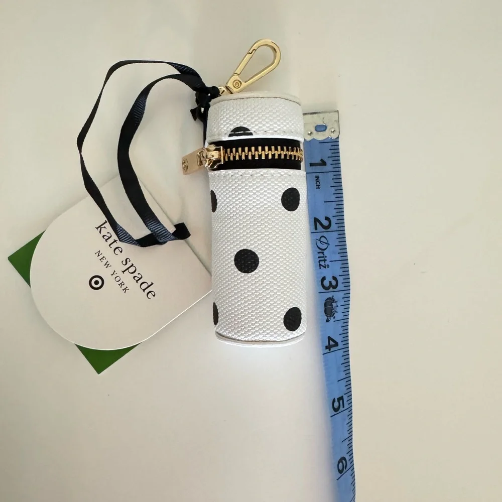 Kate Spade x Target Polka Dot Lipstick Bag Charm Keychain Pouch NWT - Picture 5 of 5